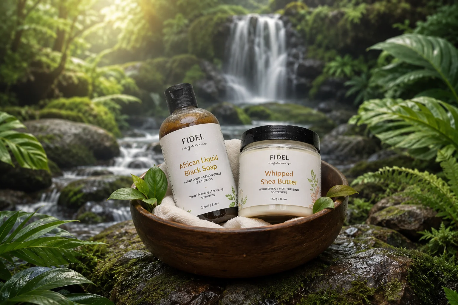 Luxury organic skincare products elegantly arranged on a marble surface